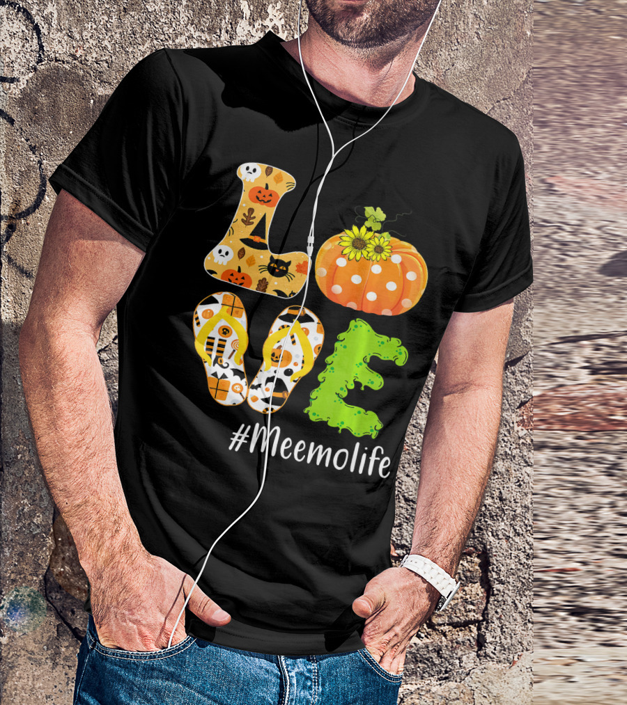 Love Meemolife Pumpkin Flip Flops Halloween T-Shirt
