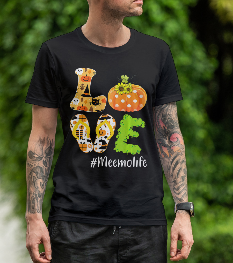 Love Meemolife Pumpkin Flip Flops Halloween T-Shirt