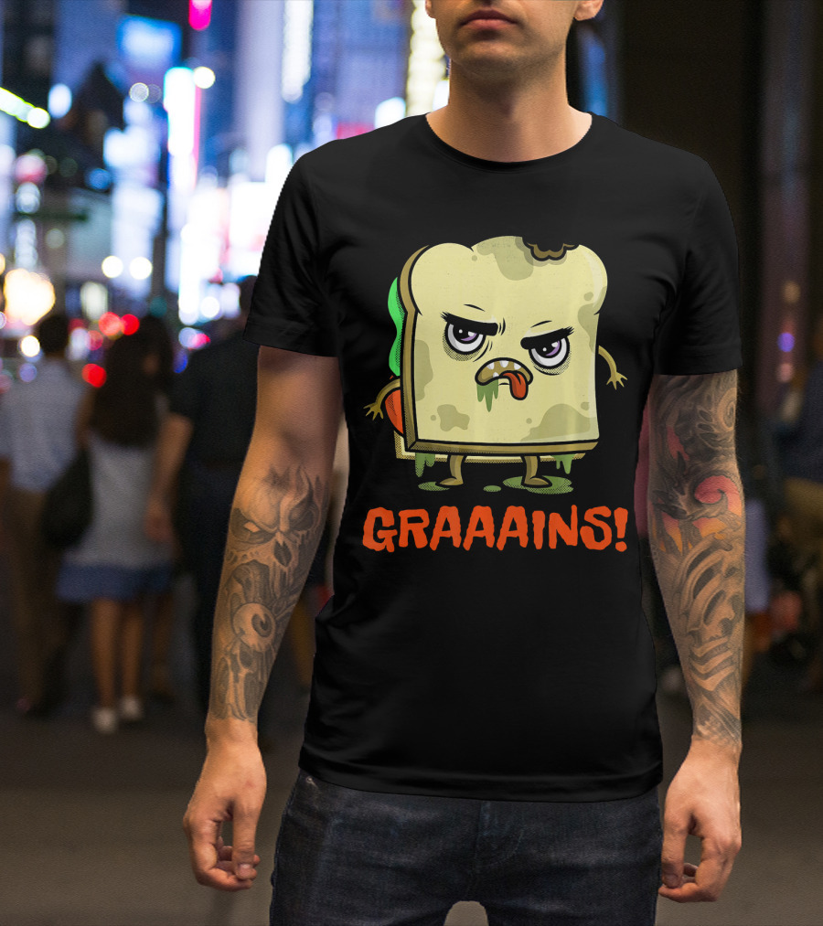 Halloween Zombie Sandwich Graaains Food Grains T-Shirt