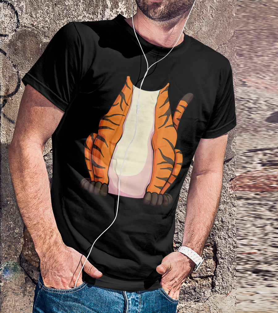 Tiger Costume For Halloween Tiger Stripes Tail T-Shirt