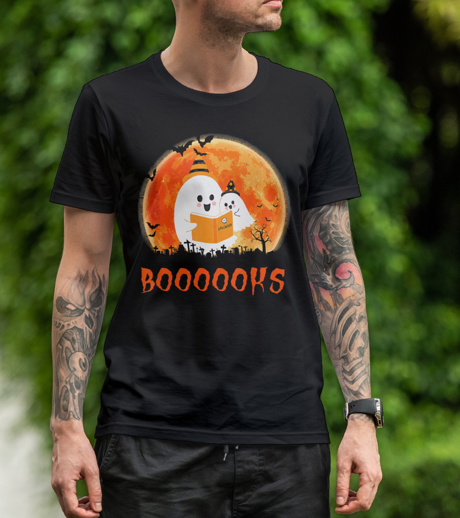 Halloween Ghosts Reading Booooooks With Funny Teacher T-Shirt
