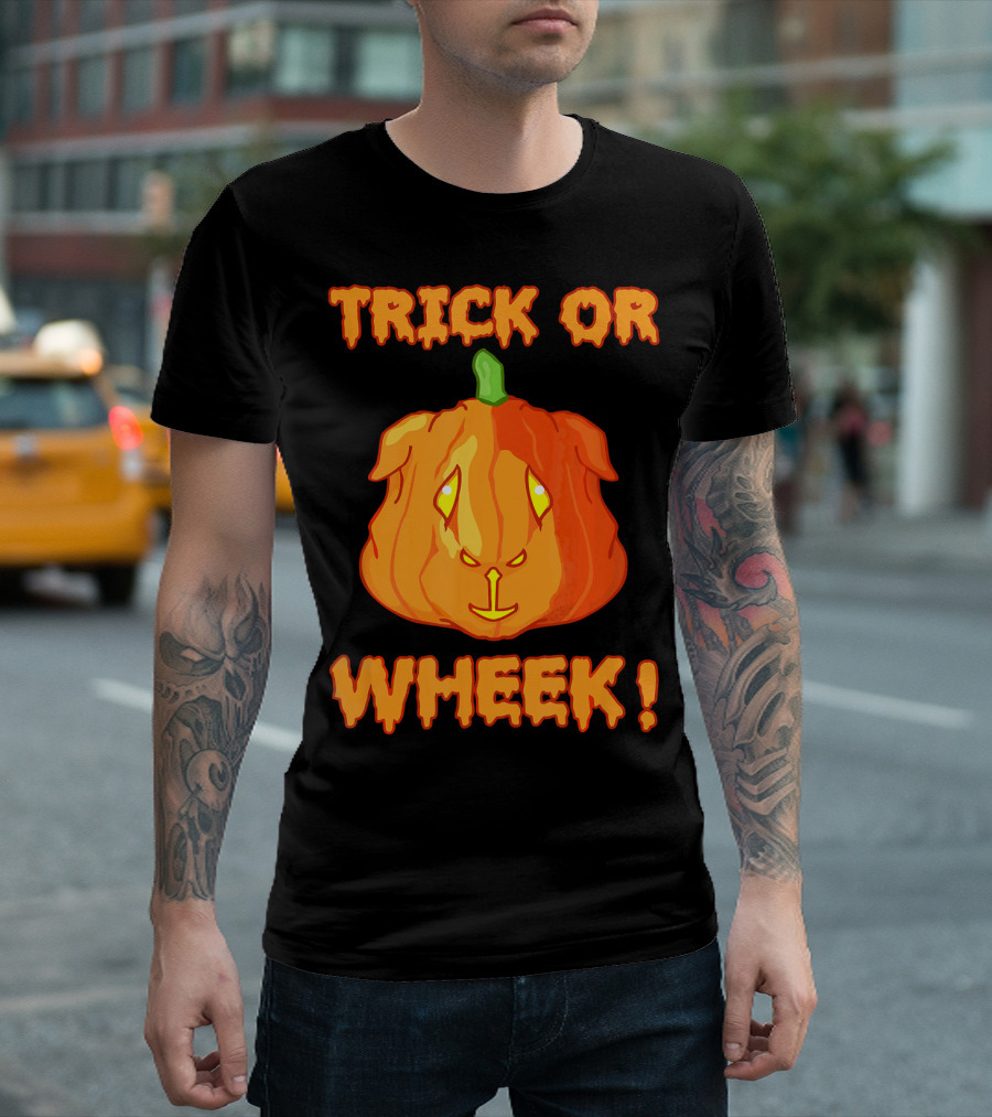 Trick or Wheek Guinea Pig Jack O Lantern Halloween Fun T-Shirt