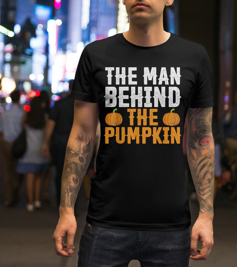 The Man Behind The Pumpkin Men's Funny Halloween Pregnancy Announcement T-Shirt