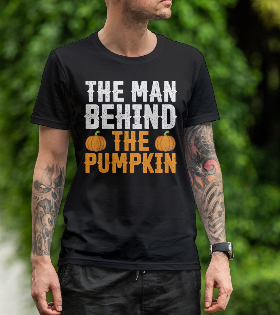 The Man Behind The Pumpkin Men's Funny Halloween Pregnancy Announcement T-Shirt