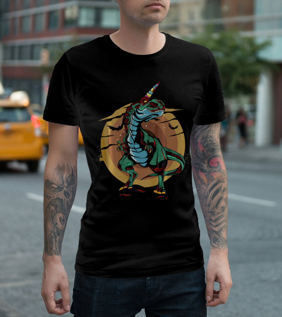 Unicornasaurus Rex Halloween Dinosaur Moon Bats Zo T-Shirt