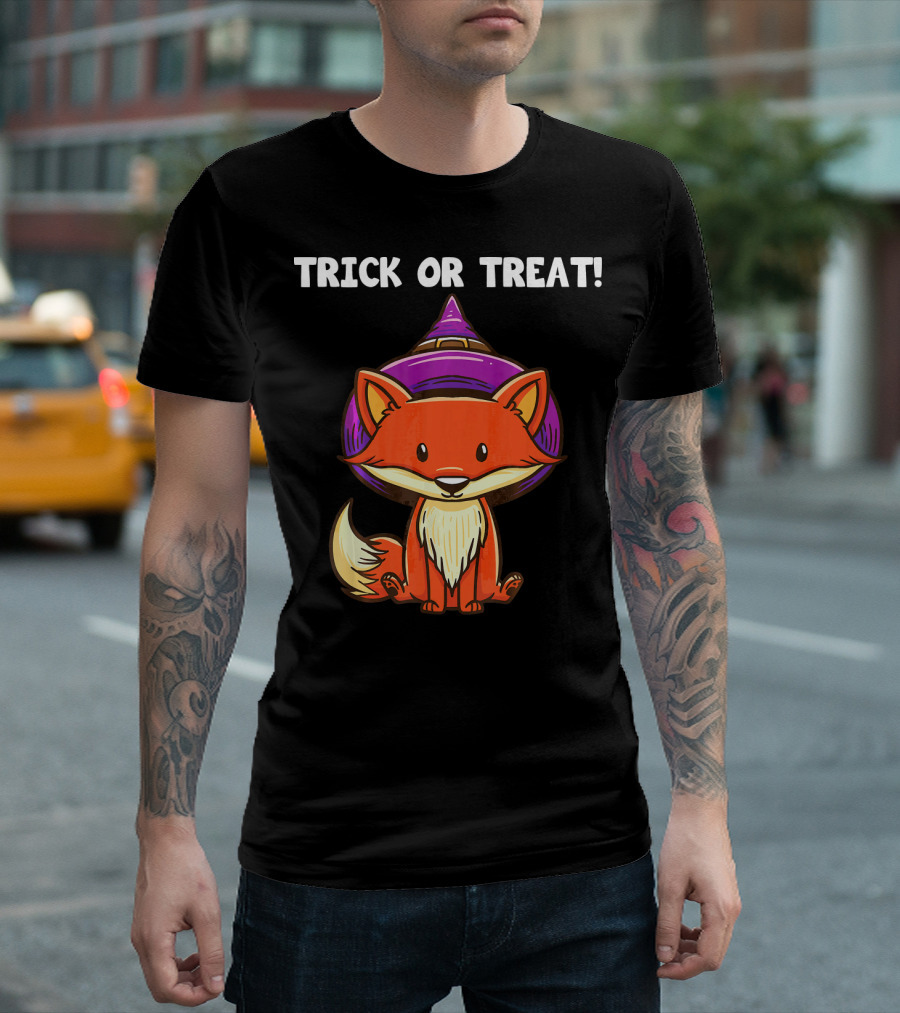 Trick Or Treat Witch Fox Halloween T-Shirt