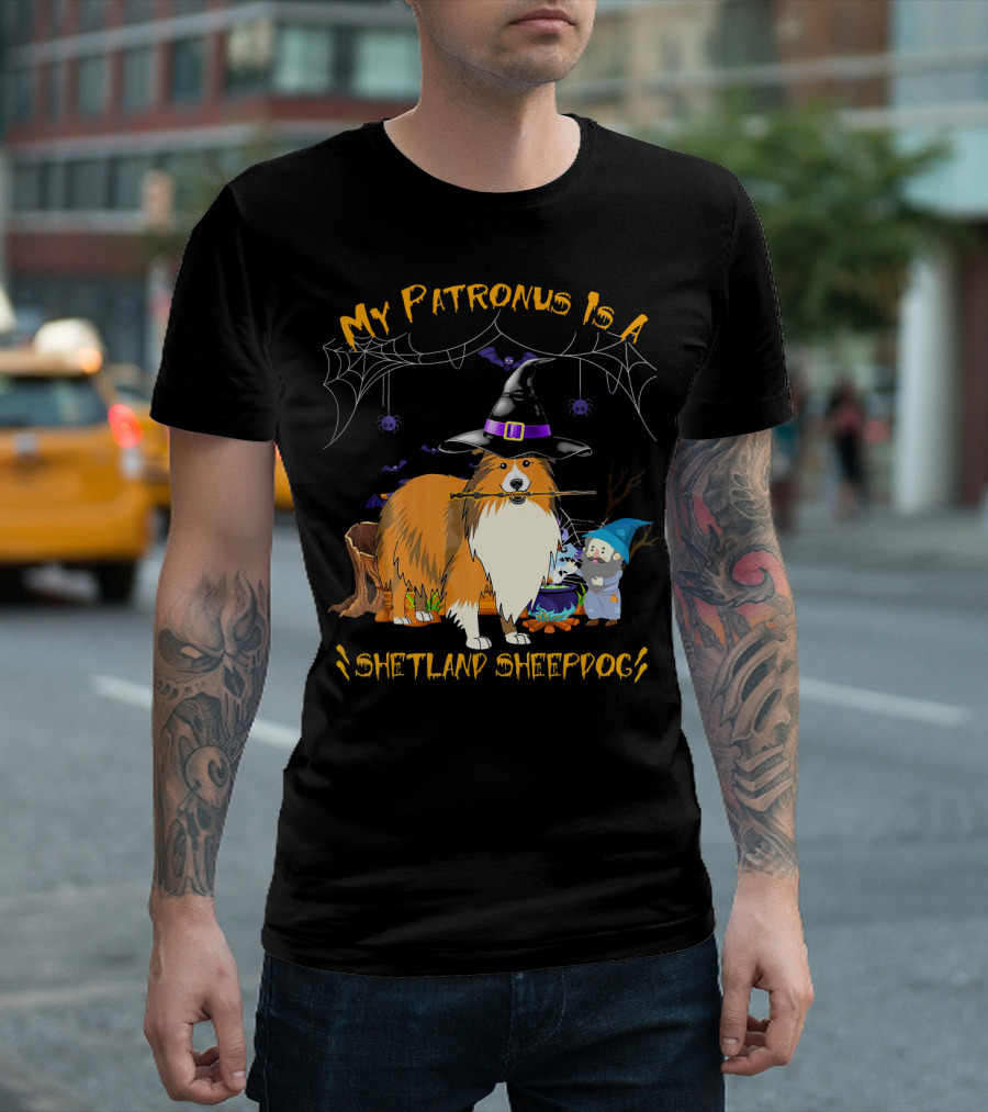 My Patronus Is a Shetland Sheepdog Halloween Witch Hat and Gnome T-Shirt