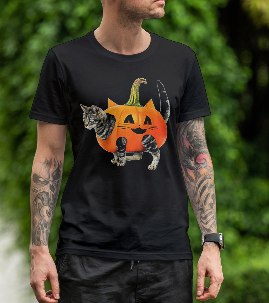 Funny Halloween Jack O Lantern Pumpkin Cat Costume T-Shirt