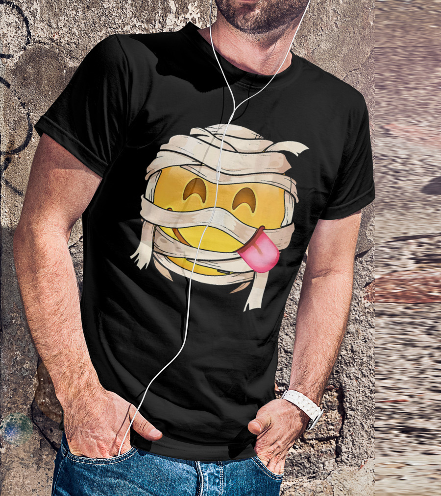 Face Savoring Food Emoji Mummy Wink Out Tongue T-Shirt