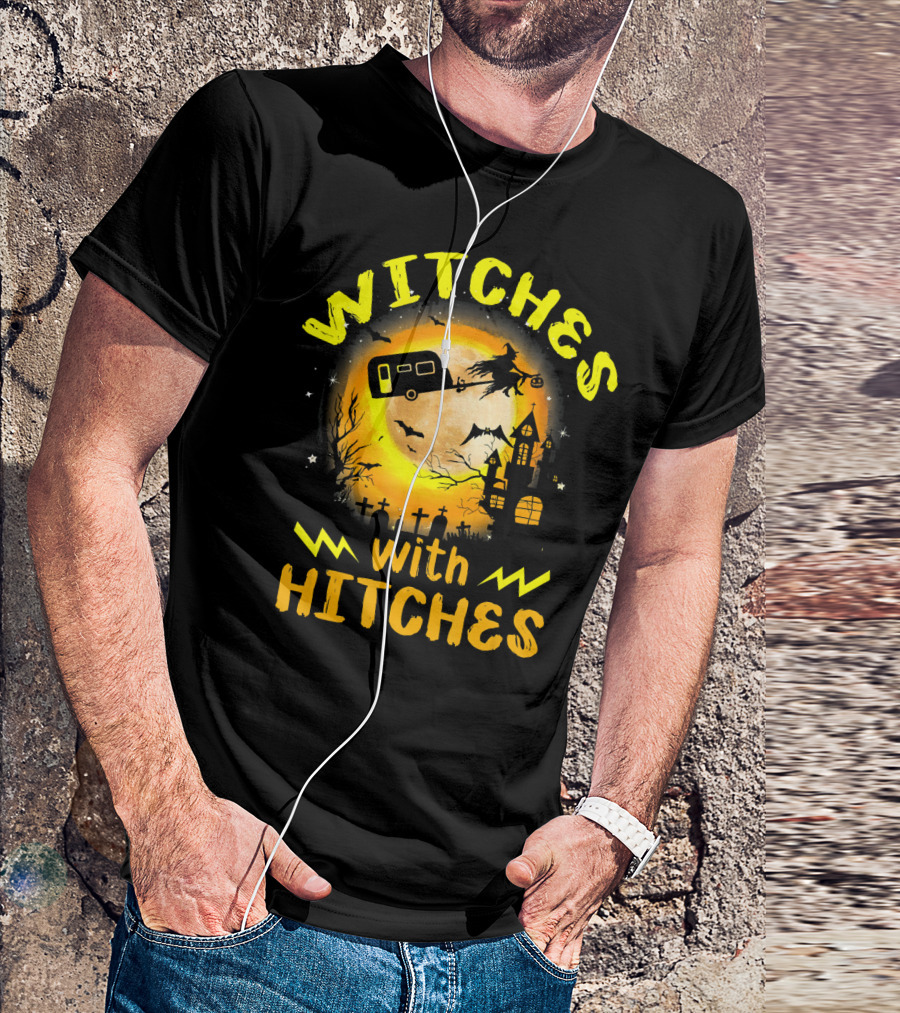 Witches With Hitches Halloween Camping Scene T-Shirt