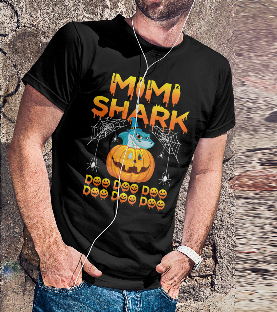Mimi Shark Halloween Pumpkin Spider Web Doo Doo Costume Mat T-Shirt