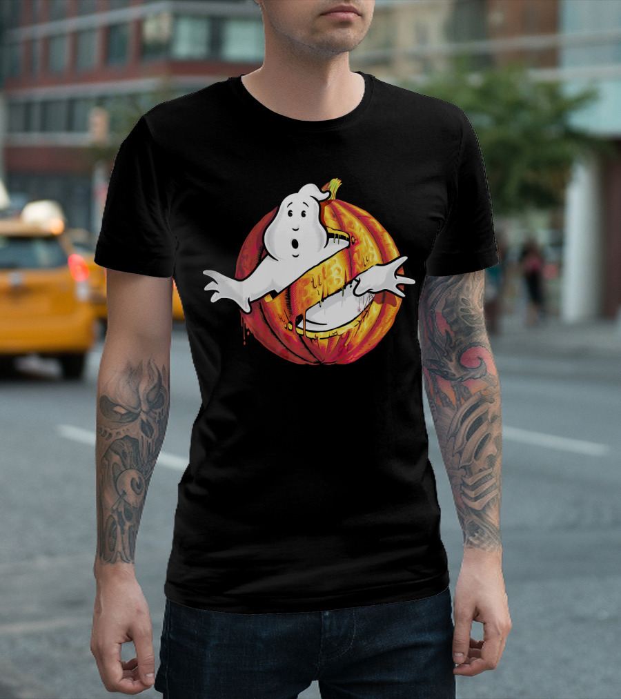 Ghostbusters Classic Logo Halloween Pumpkin Mashup T-Shirt
