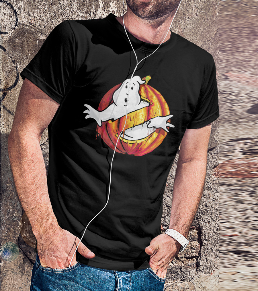 Ghostbusters Classic Logo Halloween Pumpkin Mashup T-Shirt