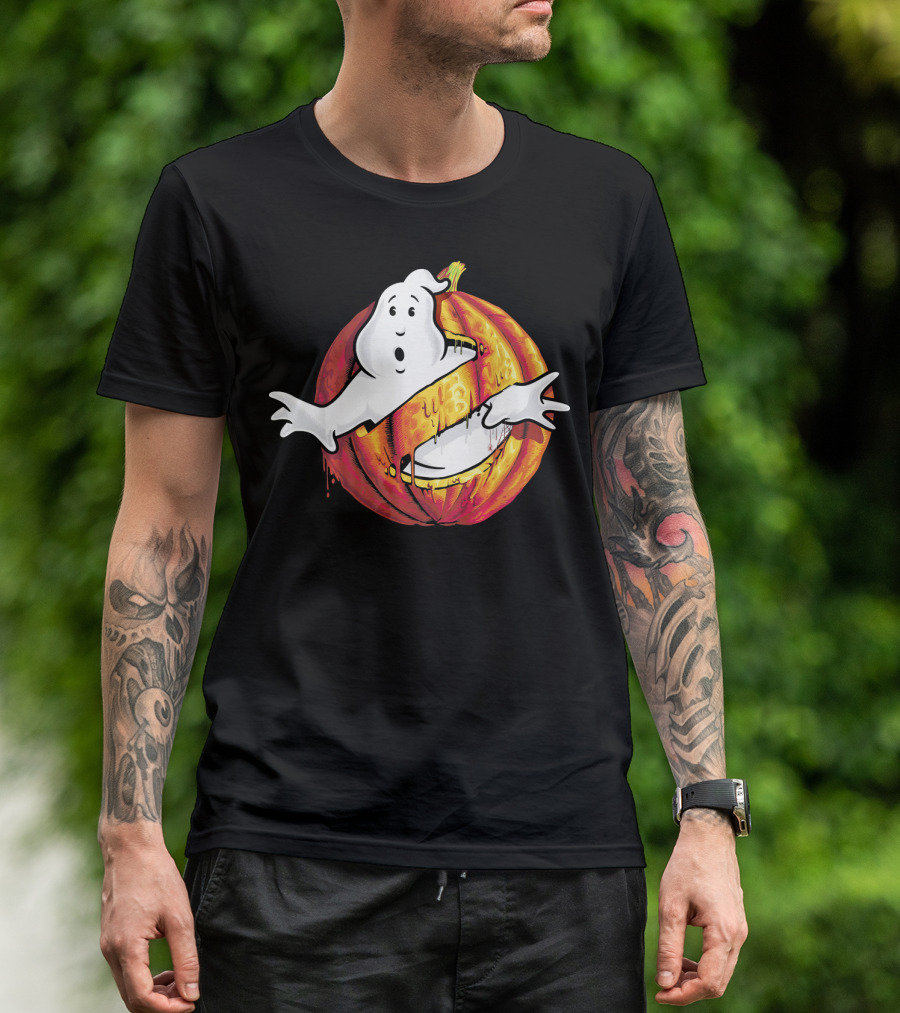 Ghostbusters Classic Logo Halloween Pumpkin Mashup T-Shirt