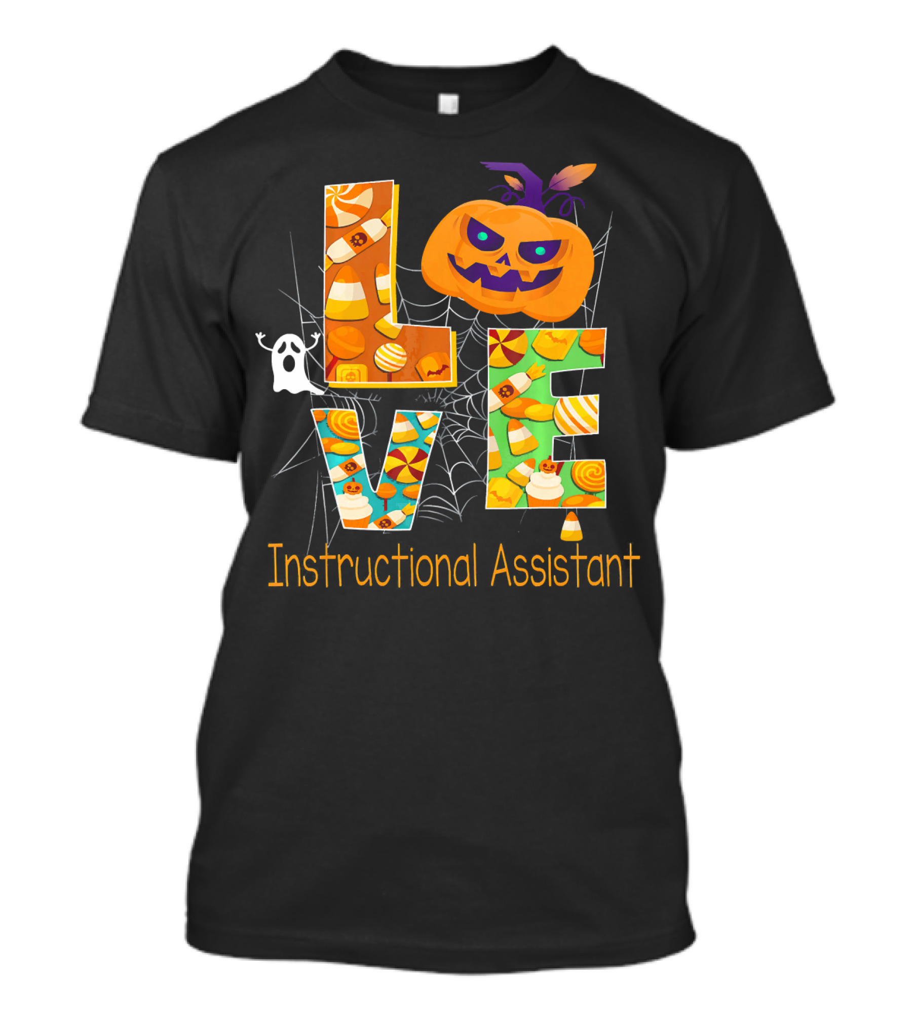 Halloween Love Instructional Assistant Pumpkin Candy Ghost T-Shirt