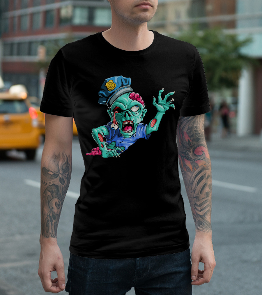 Zombie Police Funny Halloween Horror Scary Undead Officer T-Shirt