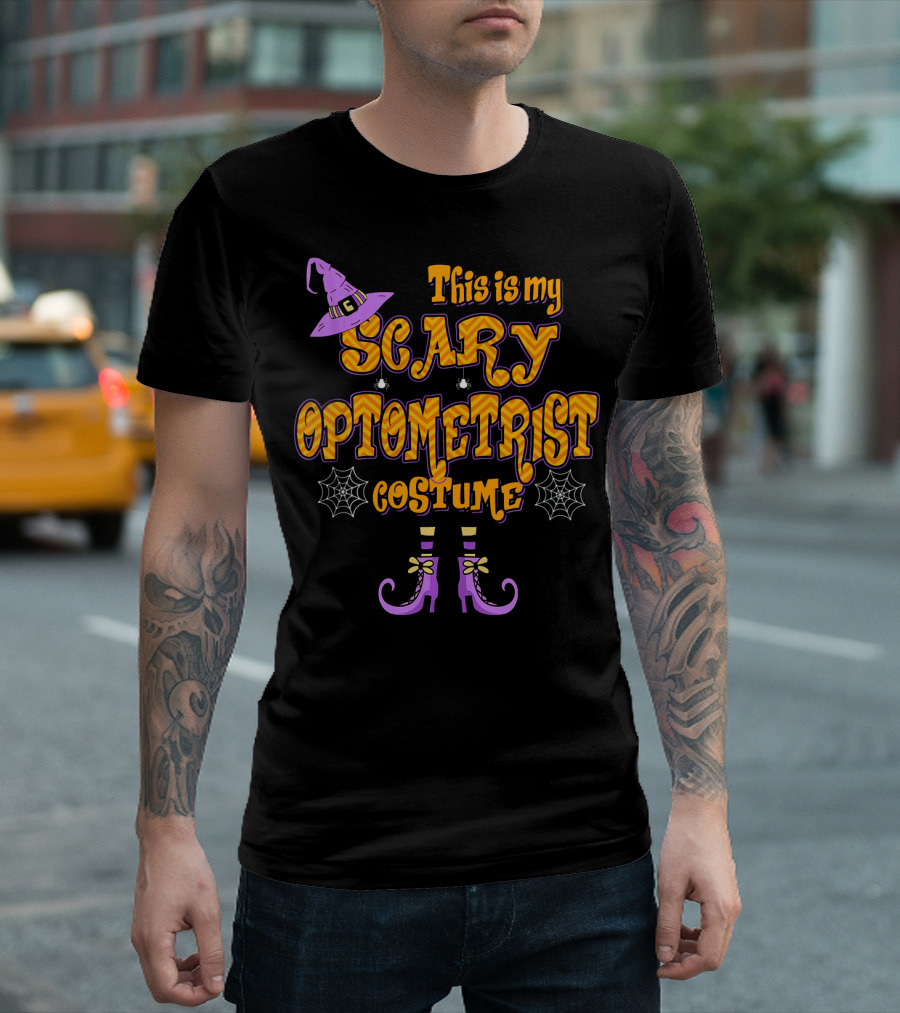 This Is My Scary Optometrist Costume Halloween Witch Hat and Boots T-Shirt