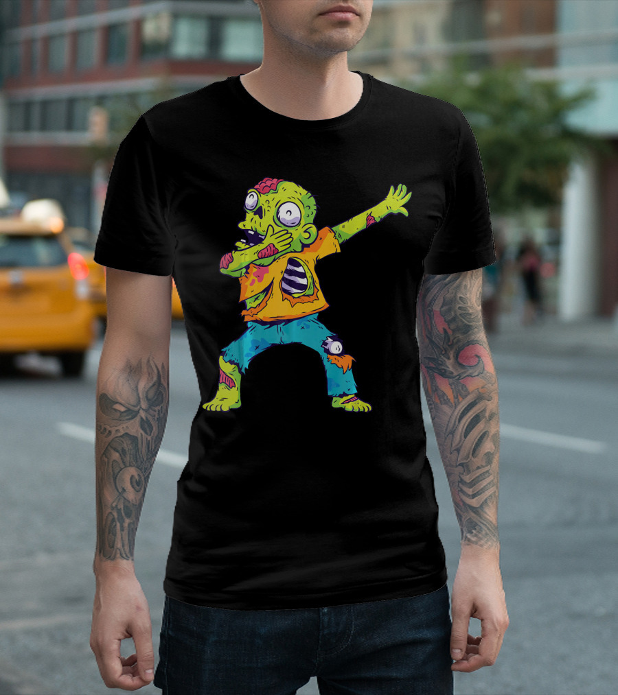 Dabbing Zombie Funny Halloween Zombi Cute Cartoon T-Shirt