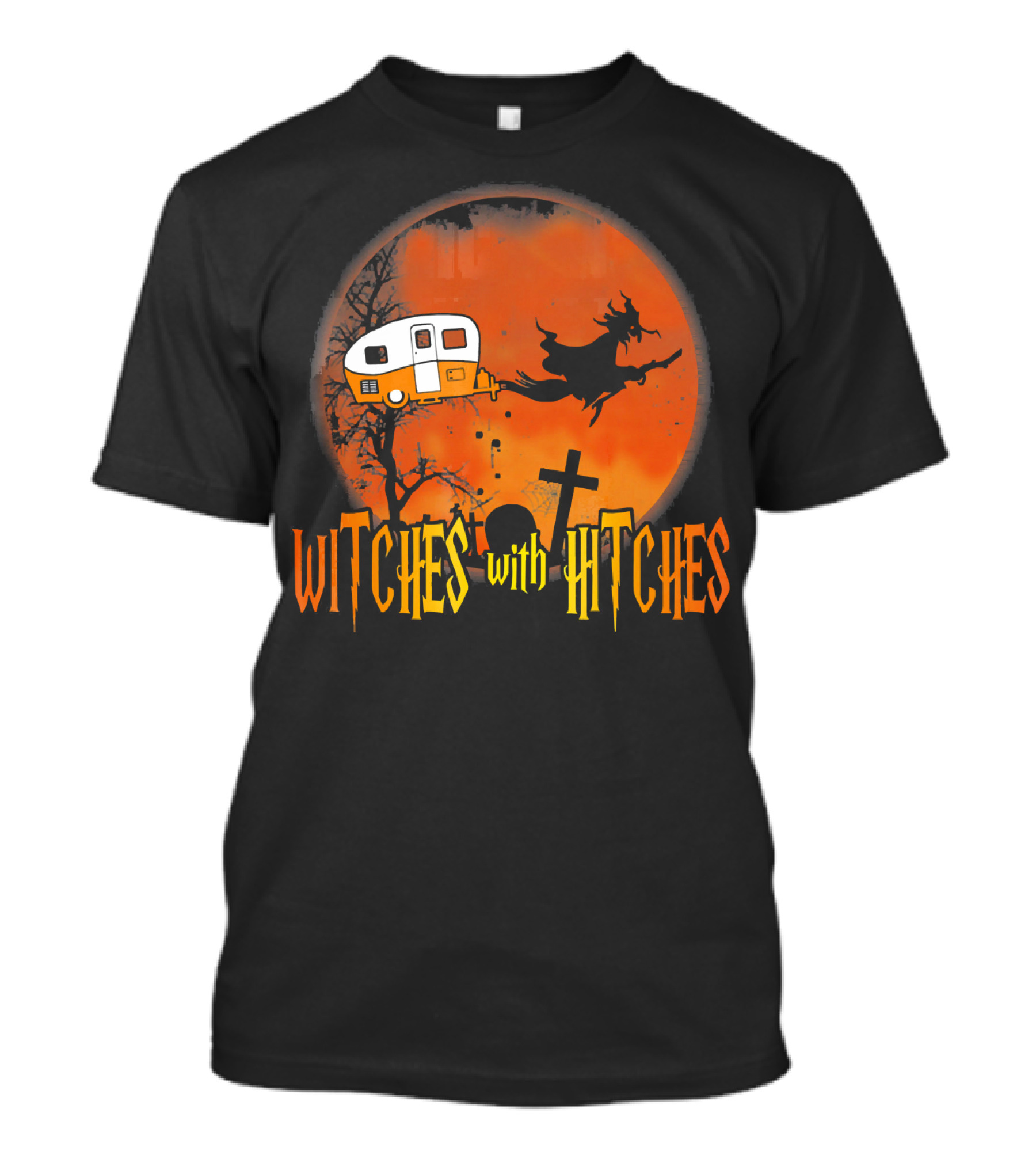Witches With Hitches Halloween Camper Scene T-Shirt