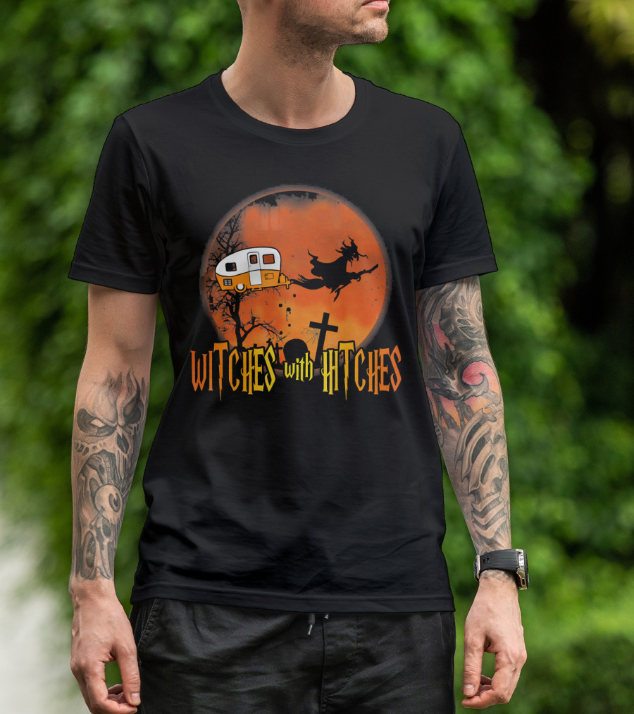 Witches With Hitches Halloween Camper Scene T-Shirt