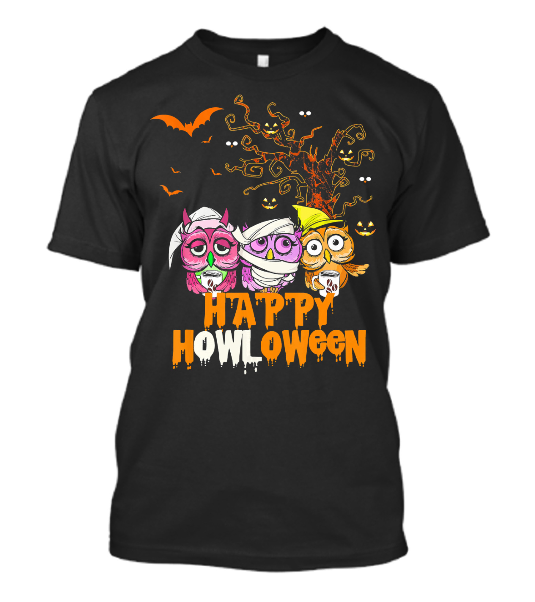 Happy Howloween Funny Mummy Witch Owls Halloween T-Shirt