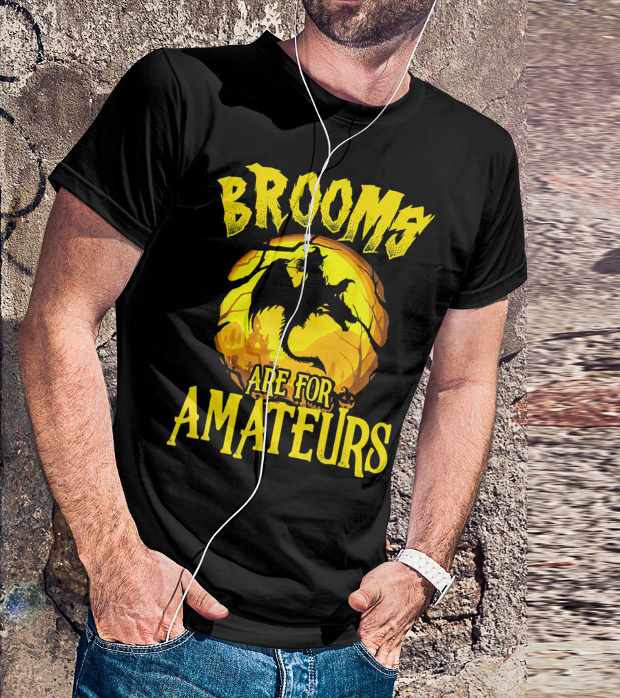 Brooms Are For Amateurs Halloween Witch Riding Dragon T-Shirt