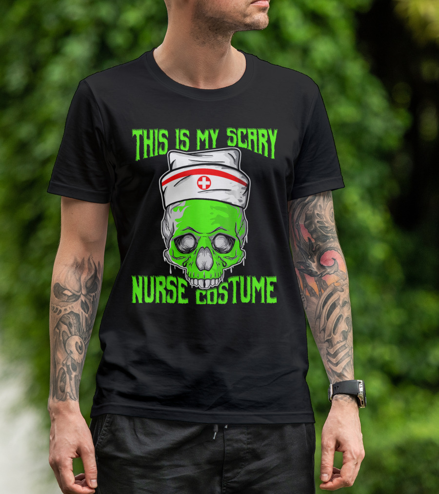 This Is My Scary Green Skeleton Nurse Costume T-Shirt