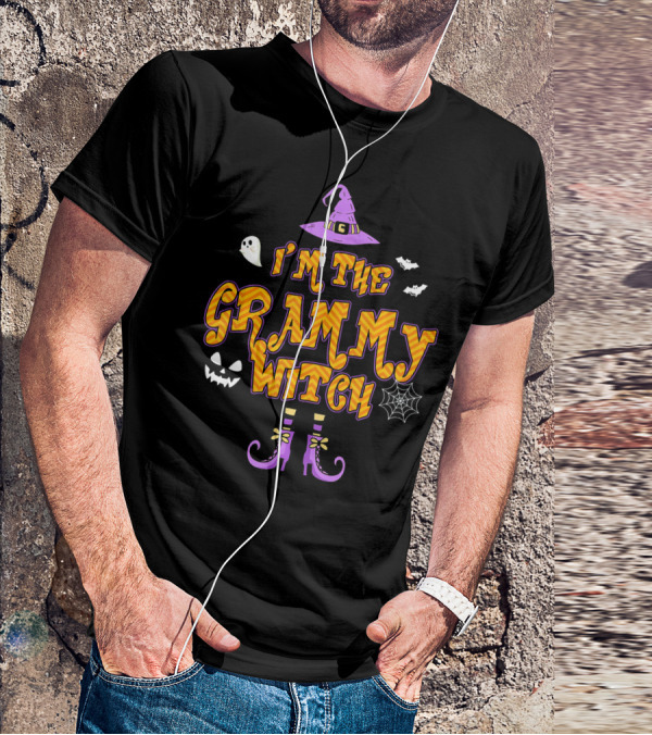 I'm The Grammy Witch Halloween Ghosts And Pumpkin Hat Boots T-Shirt