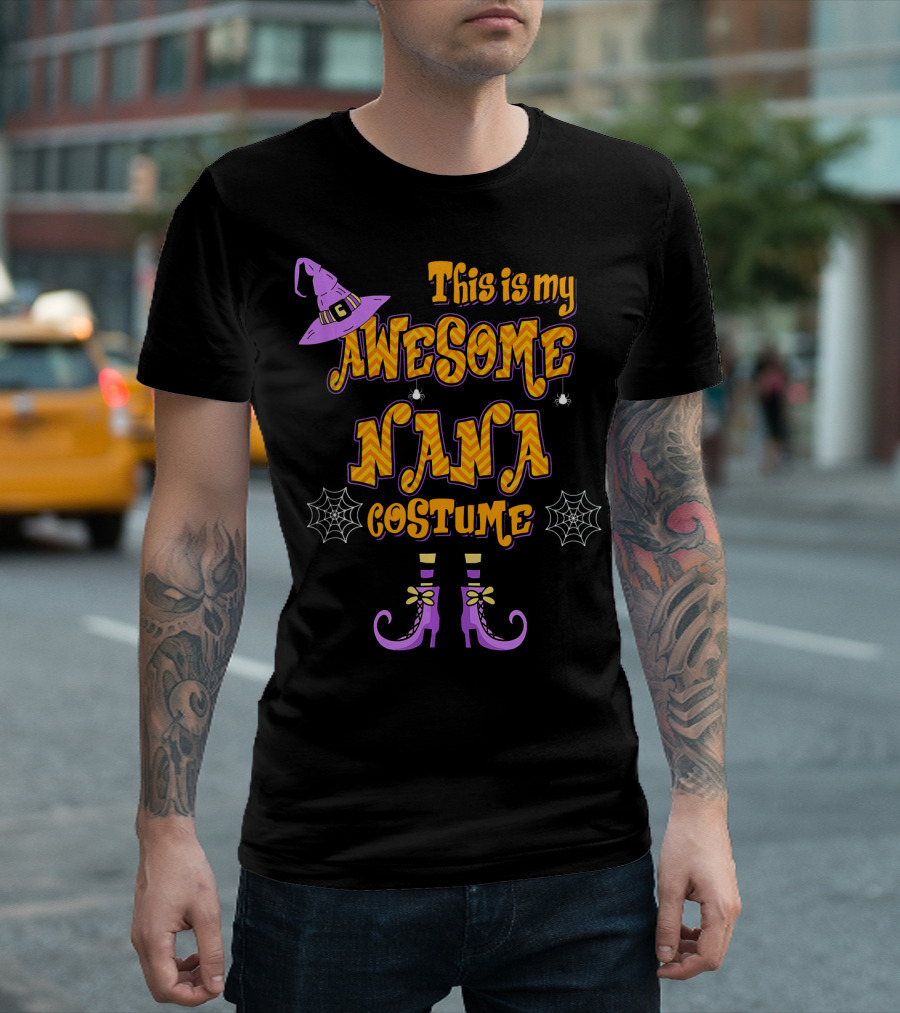 This Is My Awesome Nana Costume Halloween Witch Hat and Shoes T-Shirt