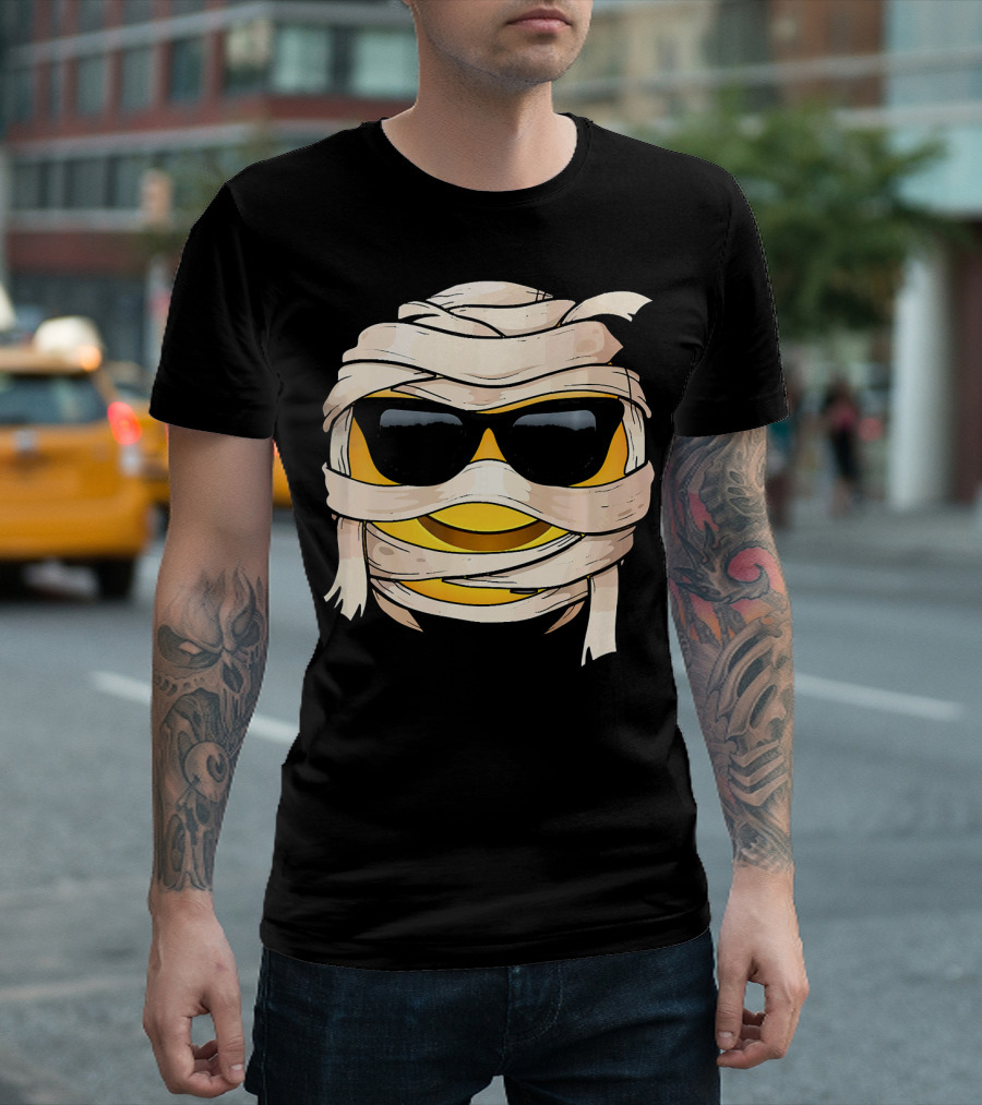 Smiling Face with Sunglasses Emoji Wink Wrapped in Bandages T-Shirt