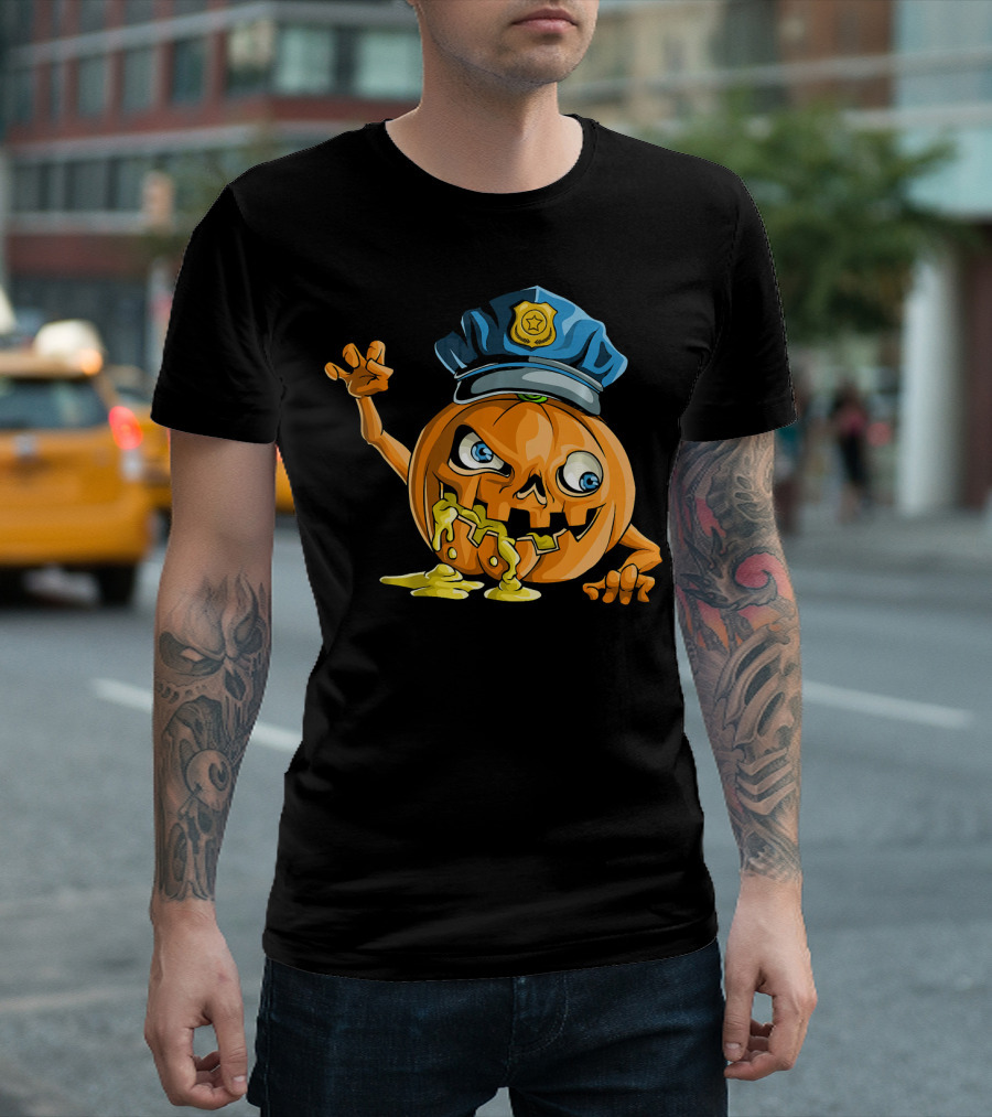 Zombie Pumpkin Police Officer Rising T-Shirt