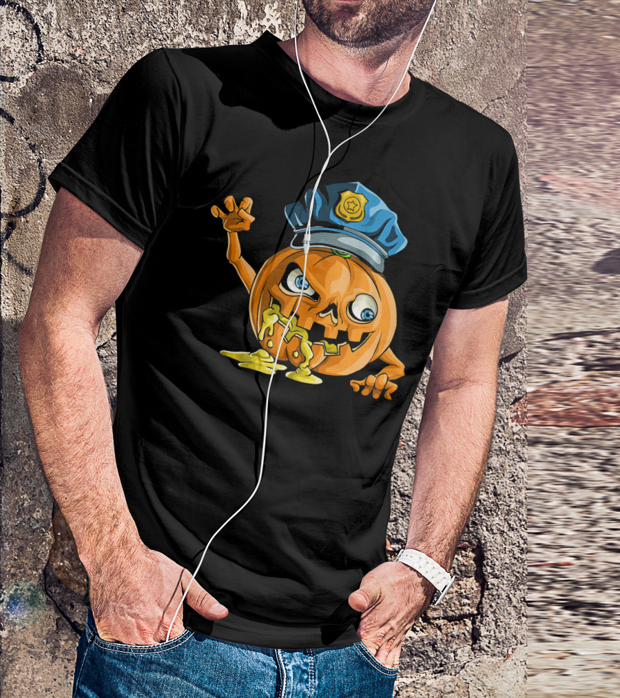 Zombie Pumpkin Police Officer Rising T-Shirt