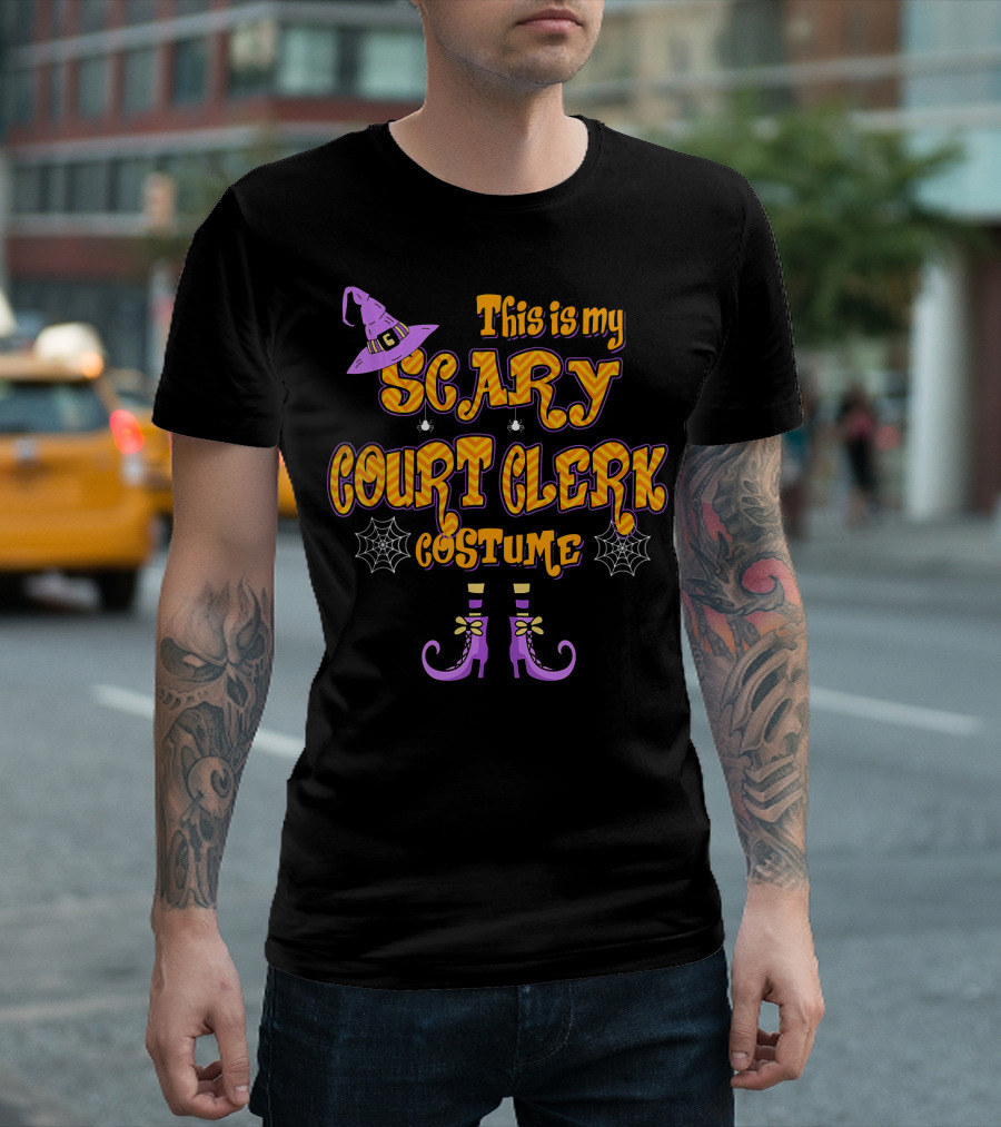 This Is My Scary Court Clerk Costume With Witch Hat and Spider Webs T-Shirt