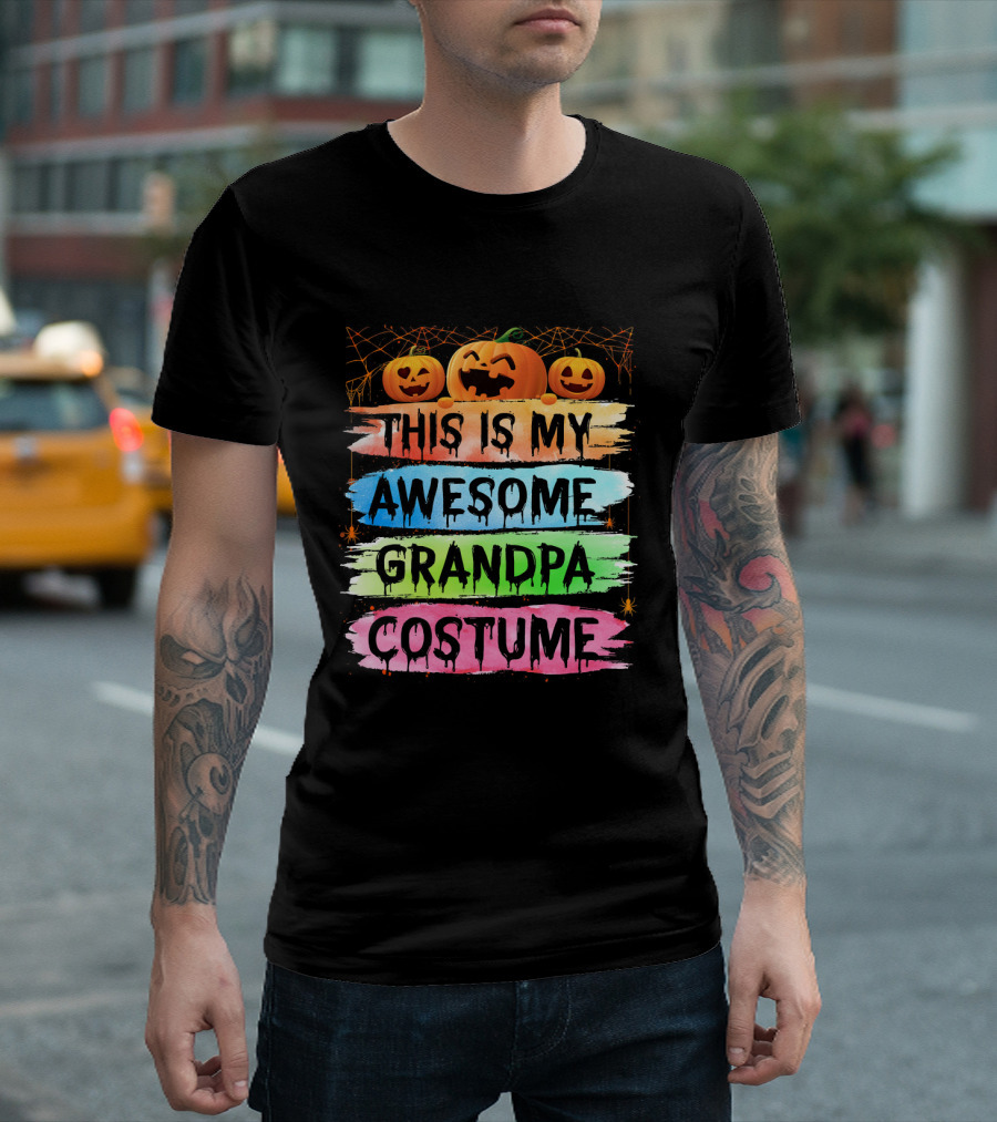 This Is My Awesome Grandpa Costume Halloween Pumpkins T-Shirt