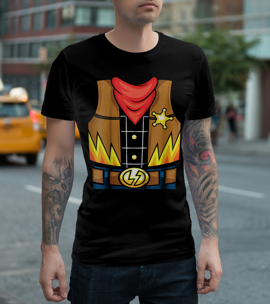 Kids Cowboy Lightning Sheriff Badge Vest T-Shirt