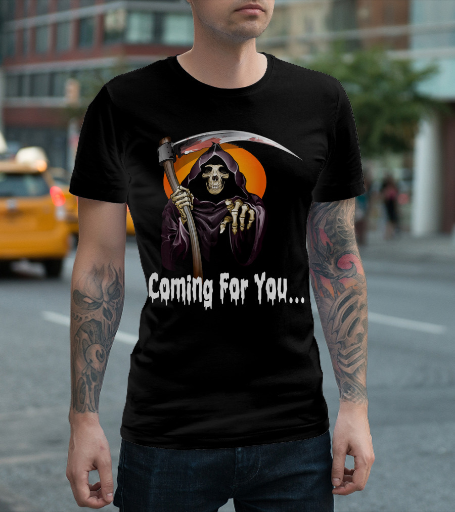 Coming For You Funny Halloween Skeleton Horror Ghost Co T-Shirt
