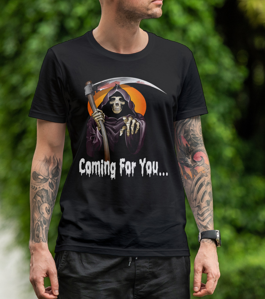 Coming For You Funny Halloween Skeleton Horror Ghost Co T-Shirt