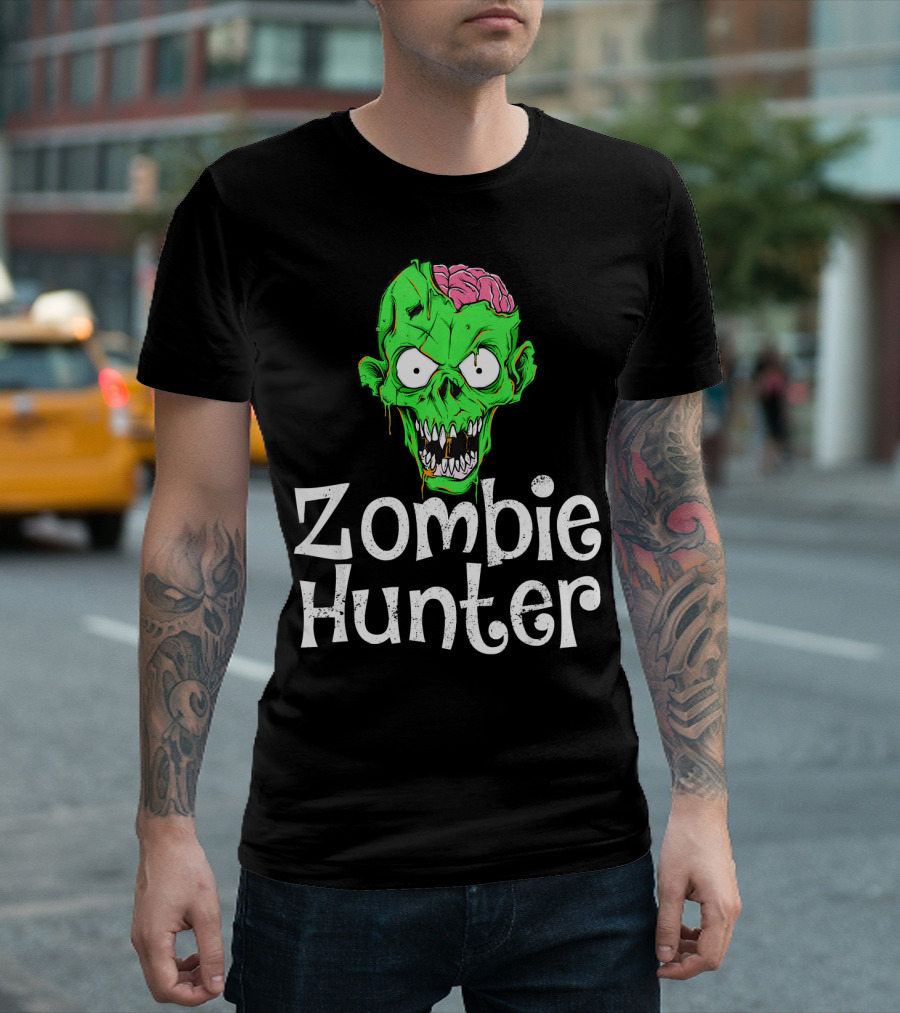 Zombie Hunter Halloween Zombie Head T-Shirt