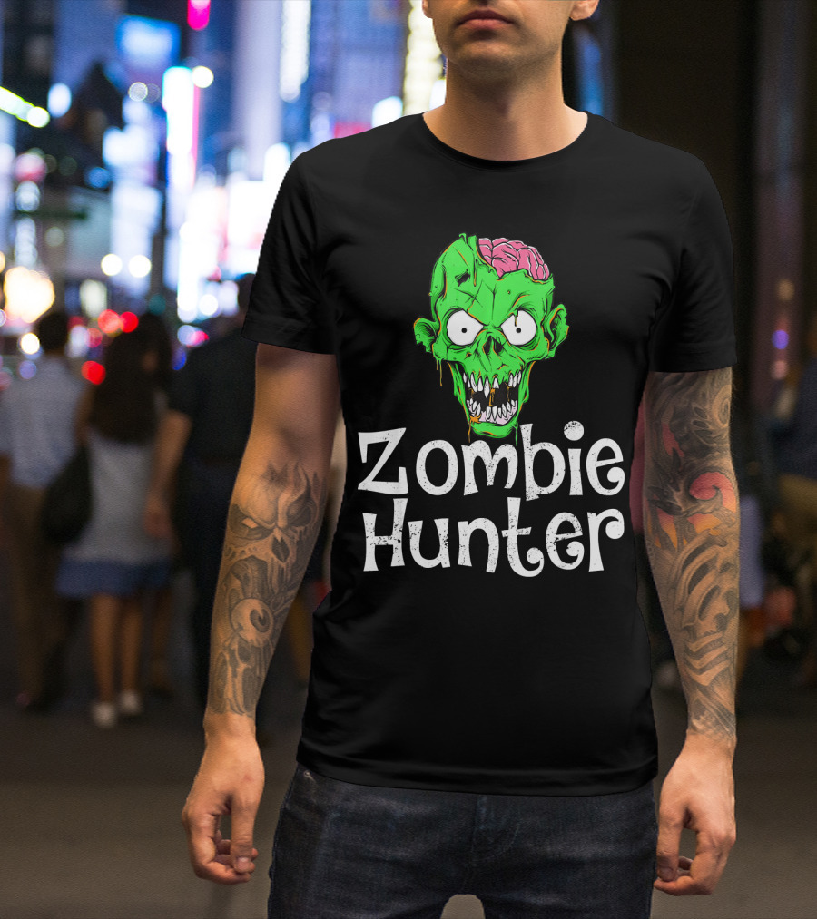 Zombie Hunter Halloween Zombie Head T-Shirt