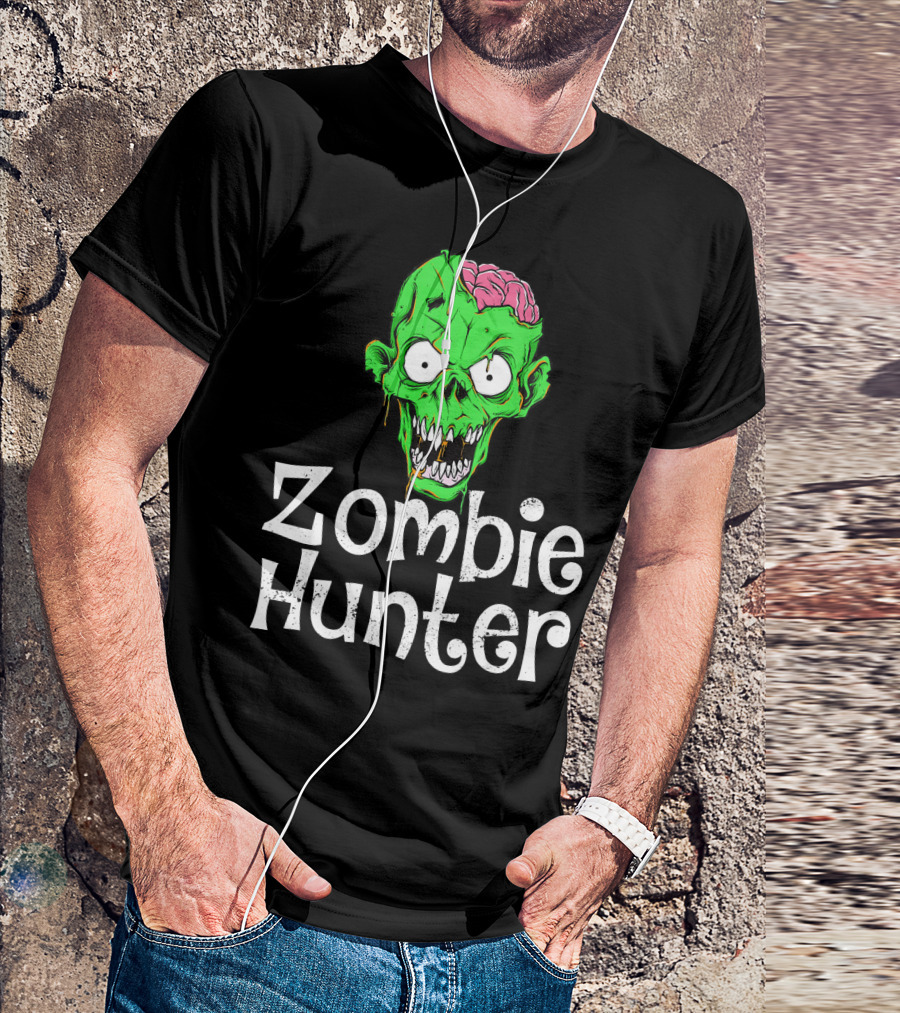 Zombie Hunter Halloween Zombie Head T-Shirt