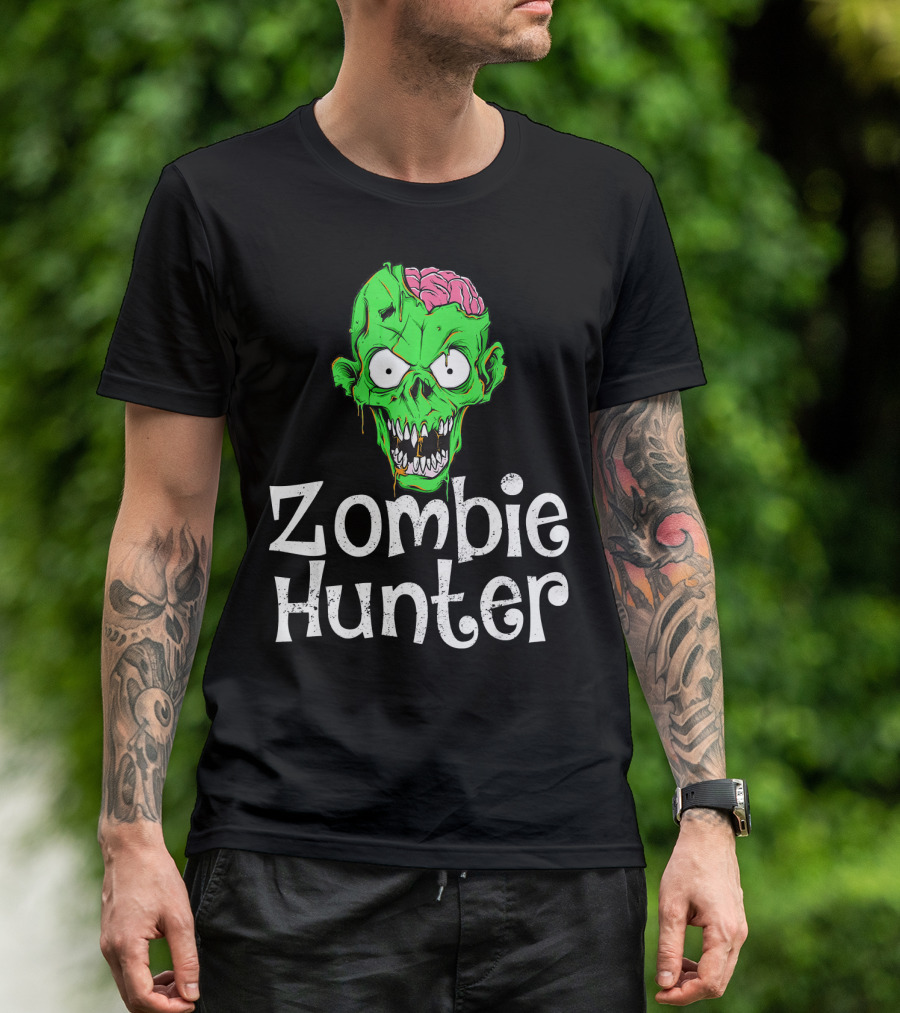 Zombie Hunter Halloween Zombie Head T-Shirt