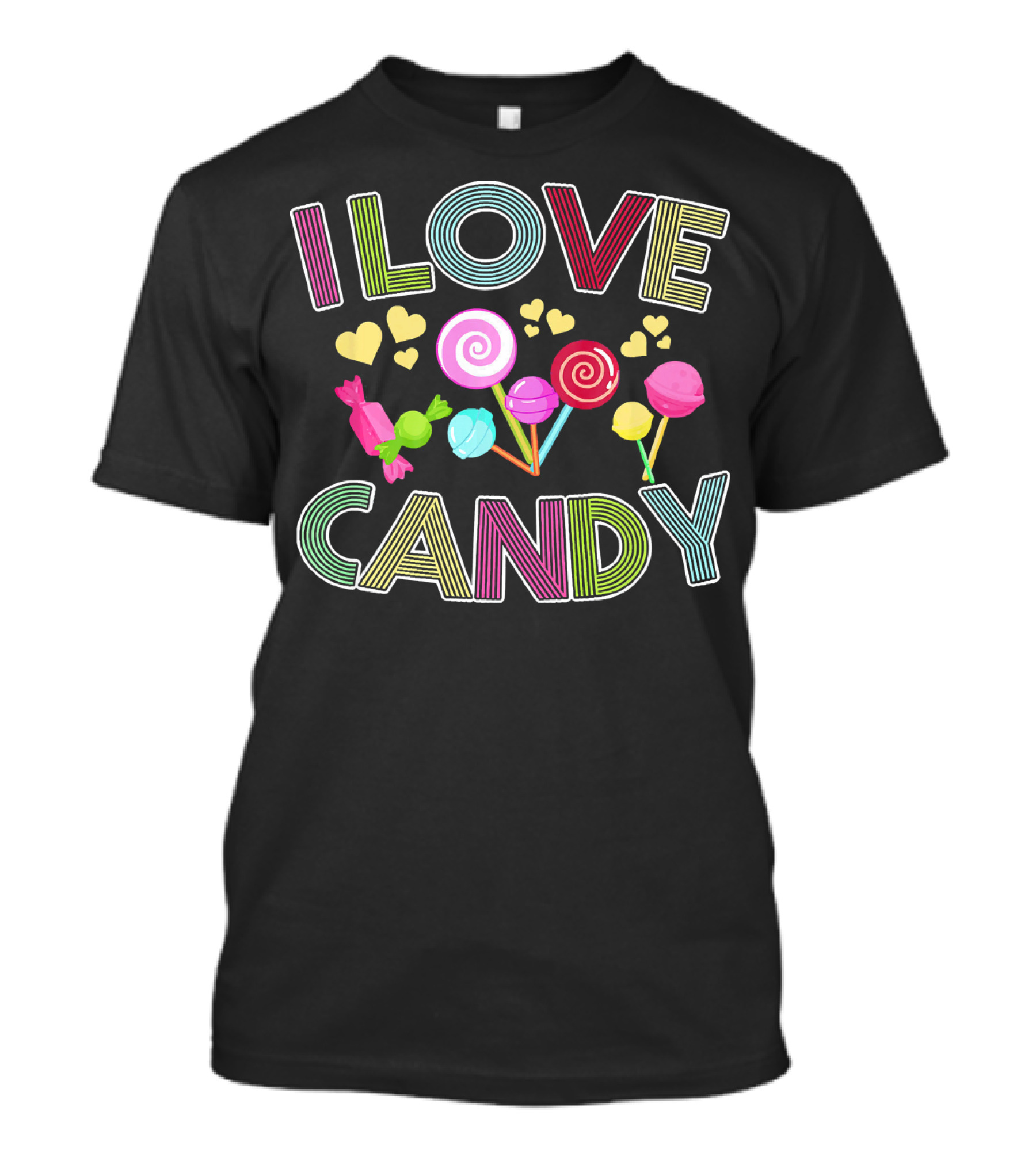 I Love Candy Cute Halloween Trick Or Tre Pops Hearts Colorful Candies T-Shirt