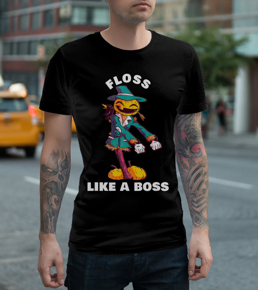Floss Like A Boss Pumpkin Scarecrow Dance T-Shirt