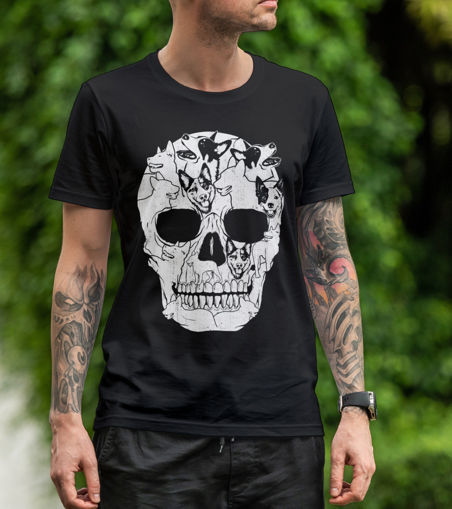 Australian Cattle Dog Skull Halloween Co Canine T-Shirt