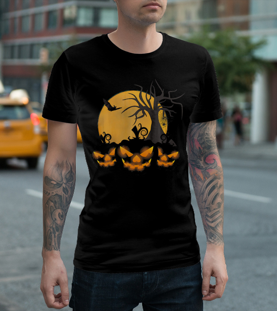 Scary Happy Halloween Spooky Pumpkin Moon Haunted Night T-Shirt