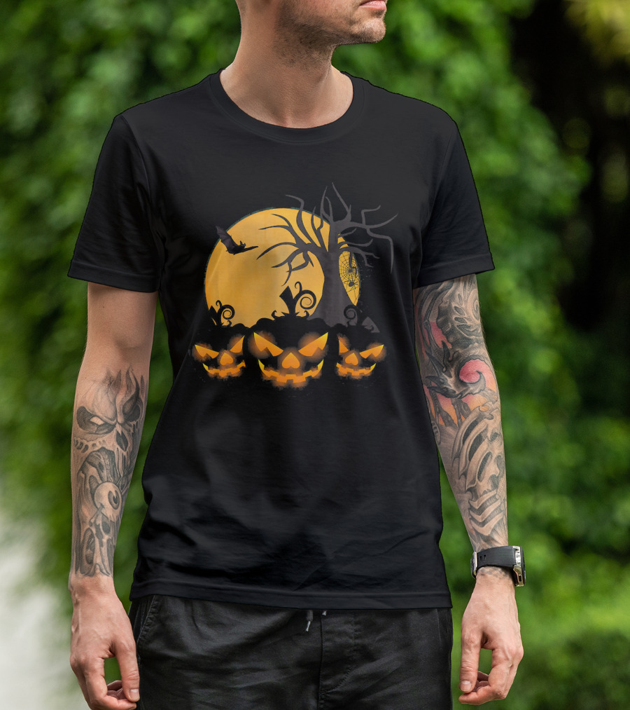Scary Happy Halloween Spooky Pumpkin Moon Haunted Night T-Shirt