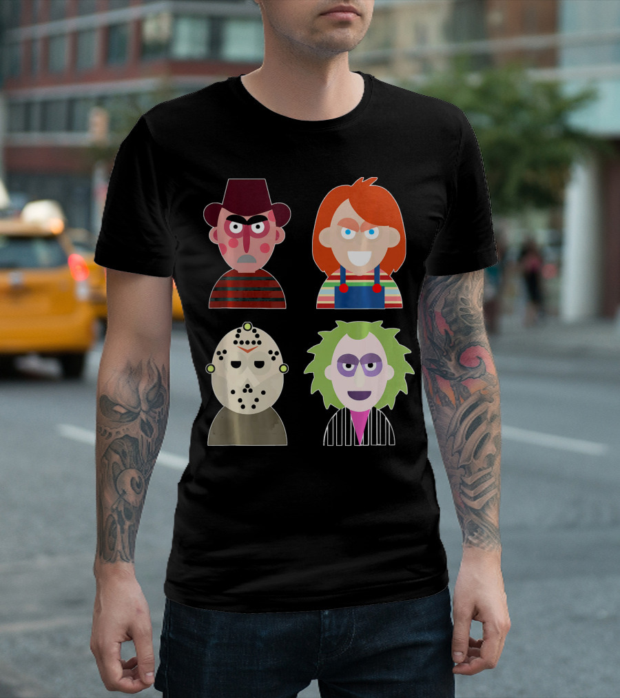 Freddy Krueger Chucky Jason Voorhees Beetlejuice Horror Movie Icons T-Shirt