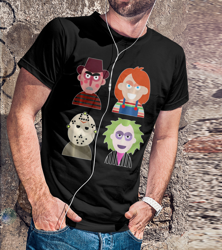 Freddy Krueger Chucky Jason Voorhees Beetlejuice Horror Movie Icons T-Shirt