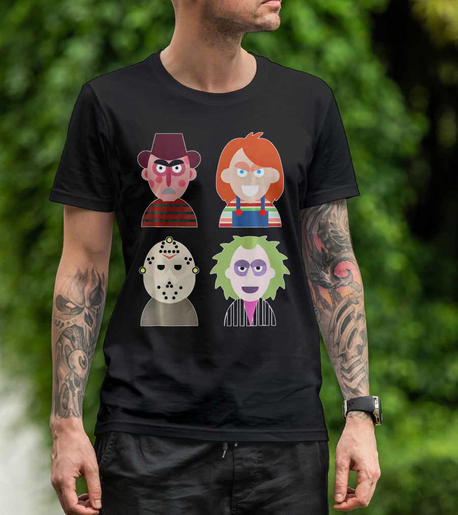 Freddy Krueger Chucky Jason Voorhees Beetlejuice Horror Movie Icons T-Shirt
