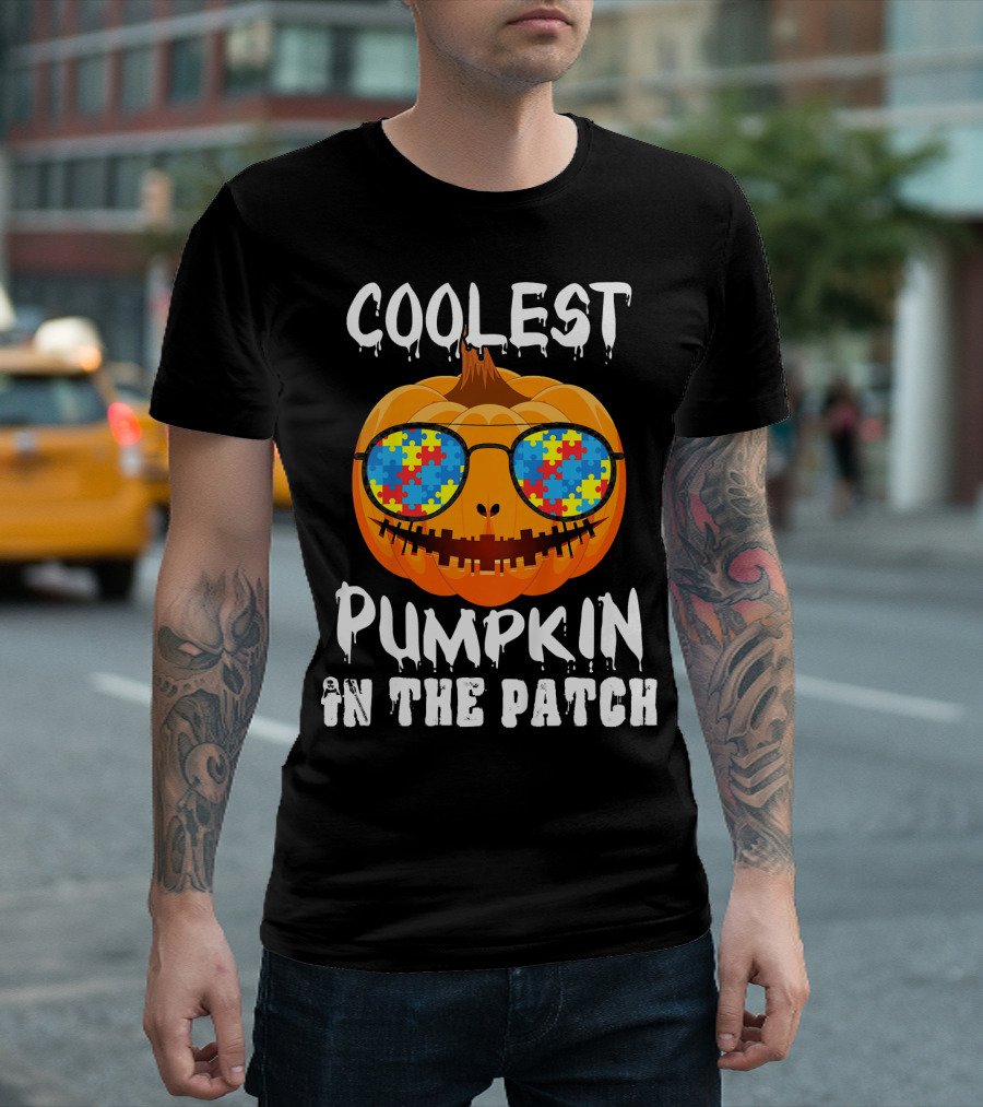 Coolest Pumpkin in the Patch Puzzle Sunglasses T-Shirt